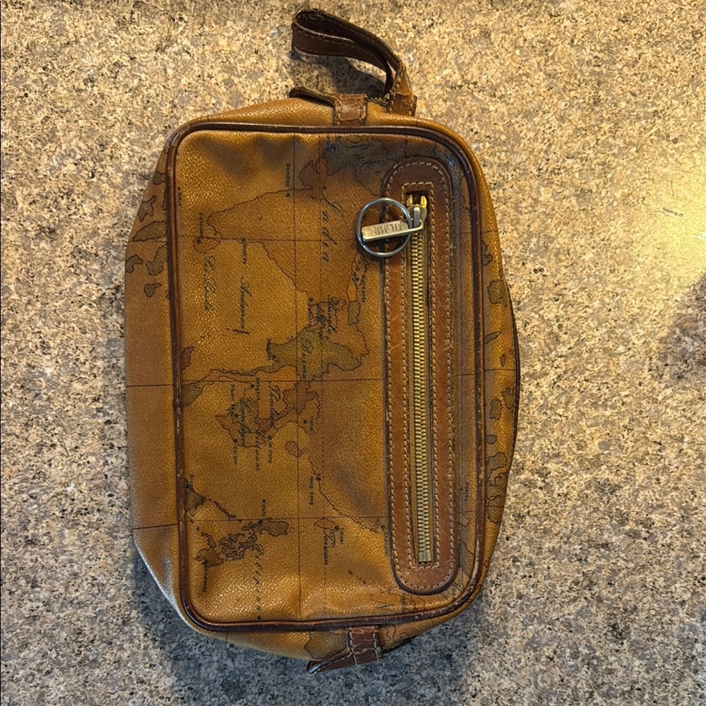 Brown Leather Map Print : Alvaro Martini. Has wear